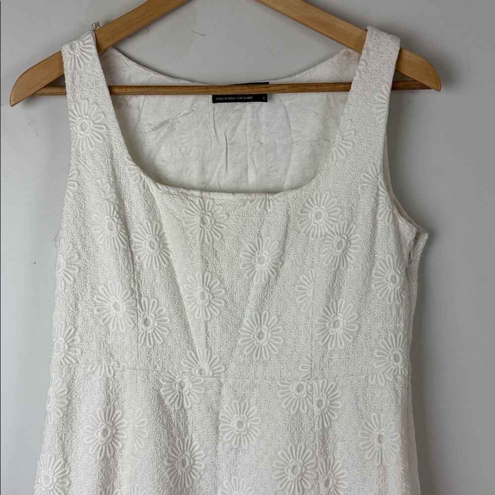 Club Monaco Ivory Floral Midi Dress Size 4 - Picture 2 of 7